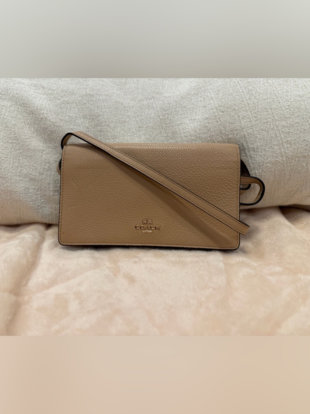 Coach Anna Foldover Crossbody Clutch | Tan/Taupe